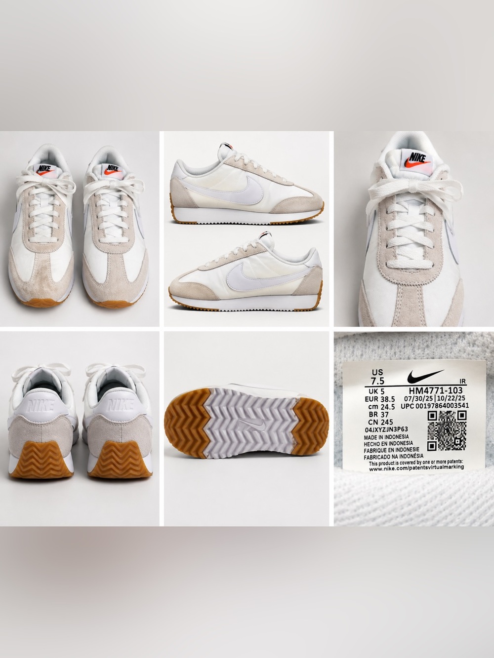 Nike Women’s Pacific Sneakers White Beige Gum Sole Size 7.5 NEW